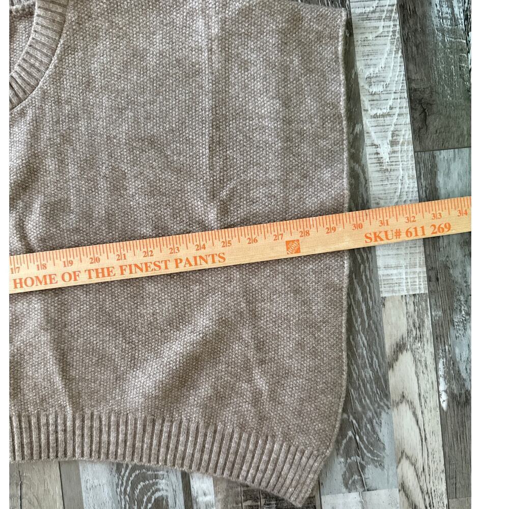 Francesca's Boho Poncho Sweater Fringe Cable Knit L/XL Tan Taupe Boho Chic Cozy - Picture 7 of 8
